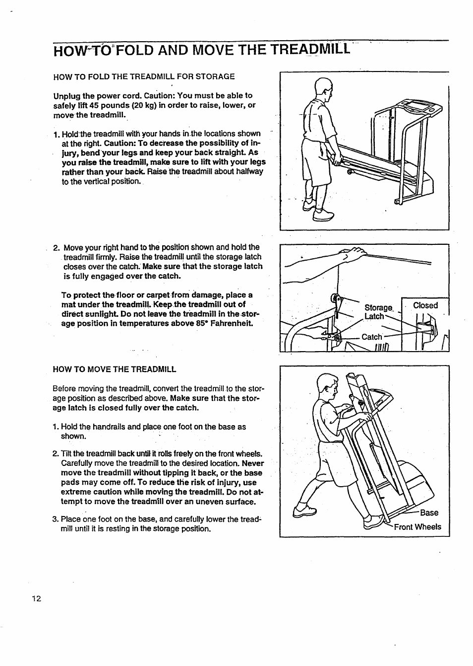 How-to fold and move the treadmill | Sears QUICK GRIP PULSE 831.29788 User Manual | Page 12 / 20