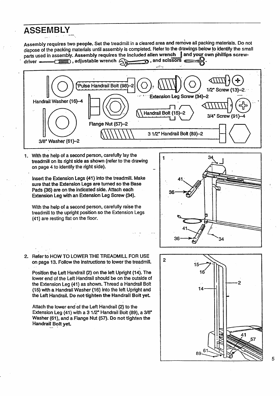 Assembly | Sears QUICK GRIP PULSE 831.29788 User Manual | Page 5 / 20