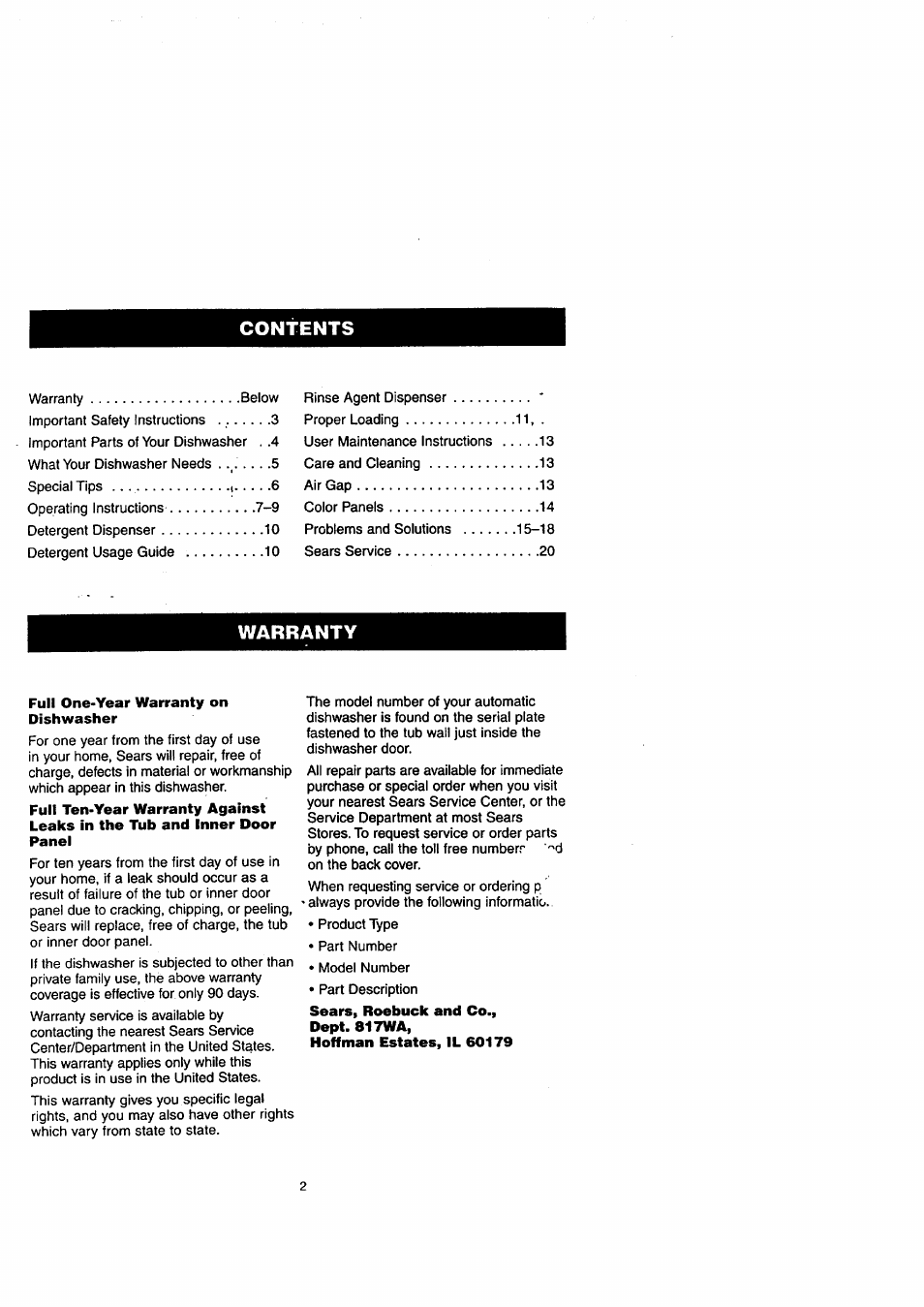 Sears 14172 User Manual | Page 2 / 20