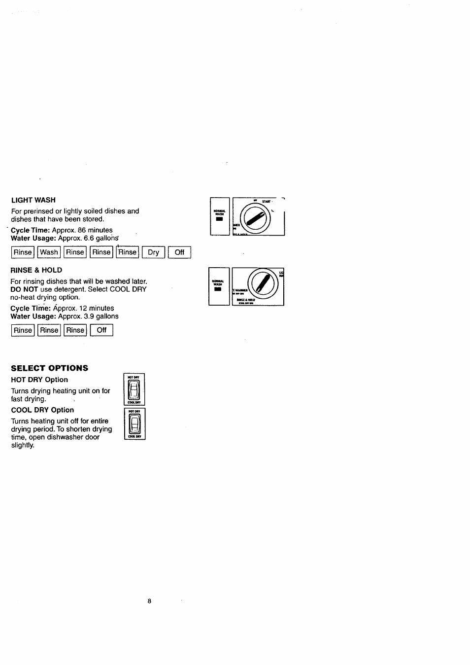 Select options | Sears 14172 User Manual | Page 8 / 20