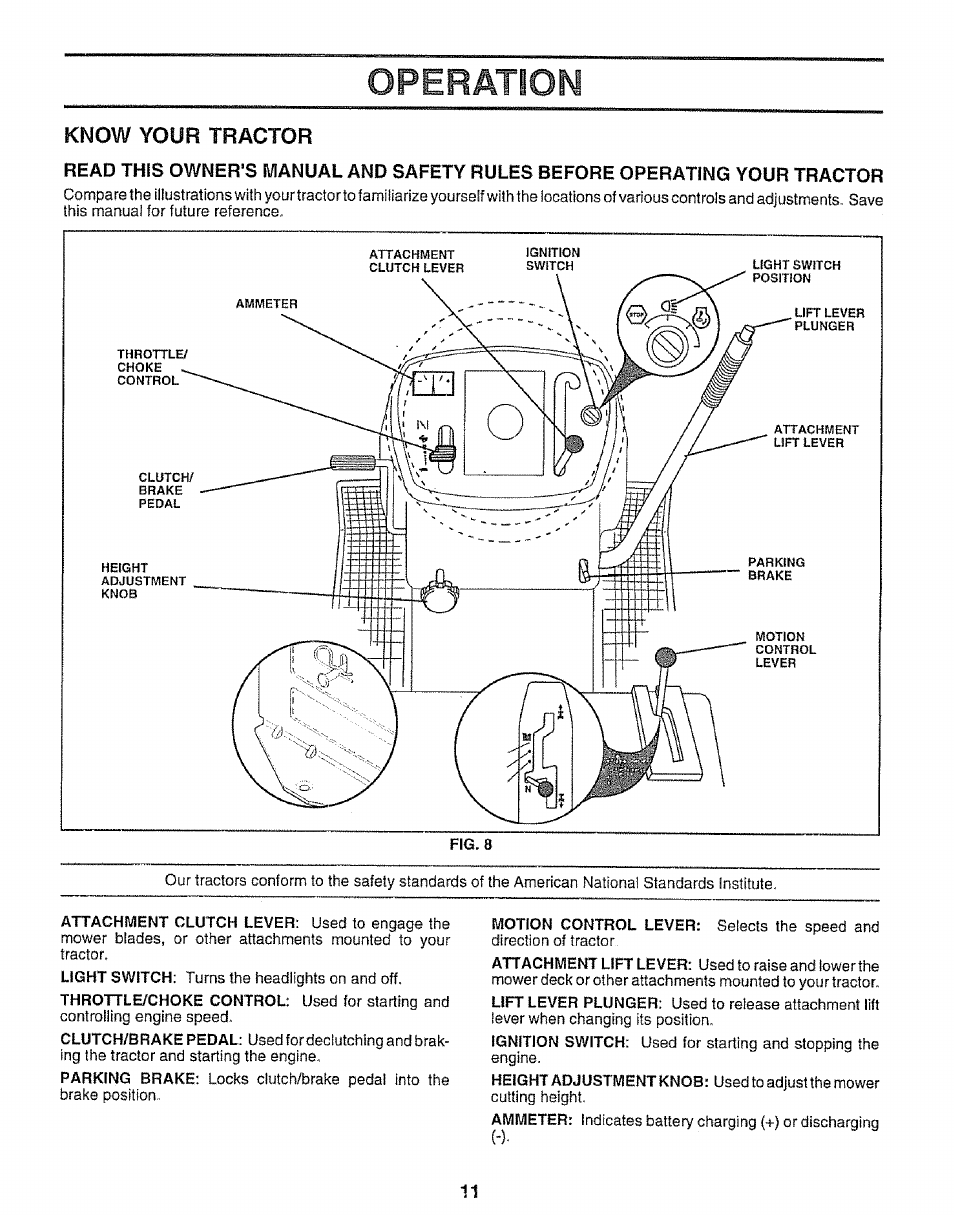 Know your tractor | Sears 917.25953 User Manual | Page 11 / 30