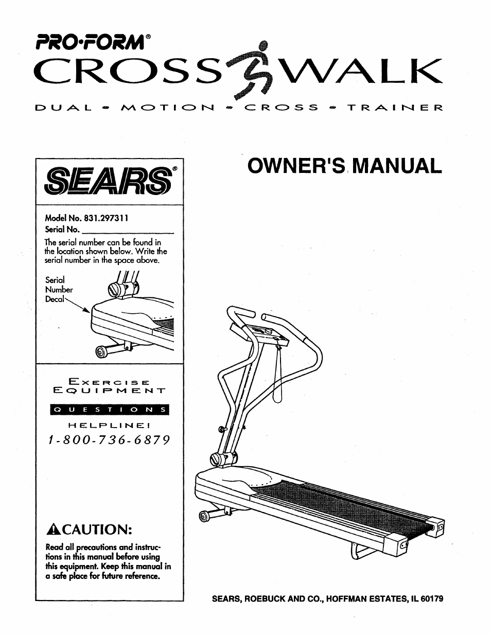 Sears CROSS WALK 831.297311 User Manual | 16 pages