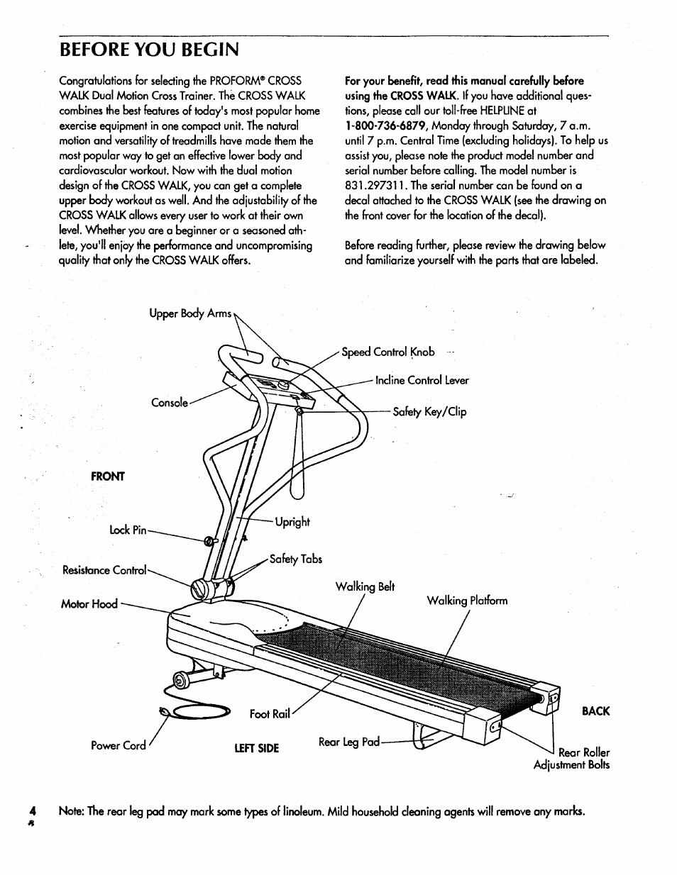 Before you begin | Sears CROSS WALK 831.297311 User Manual | Page 4 / 16