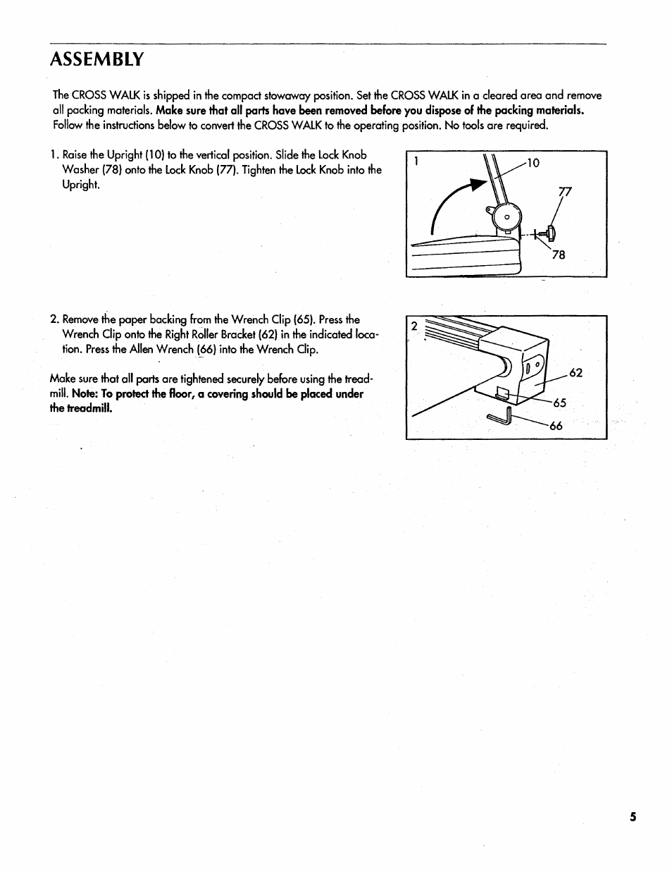 Assembly | Sears CROSS WALK 831.297311 User Manual | Page 5 / 16