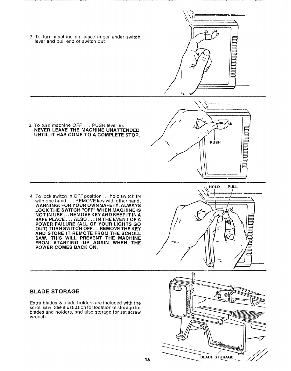 Blade storage | Sears 113.20765 User Manual | Page 16 / 24