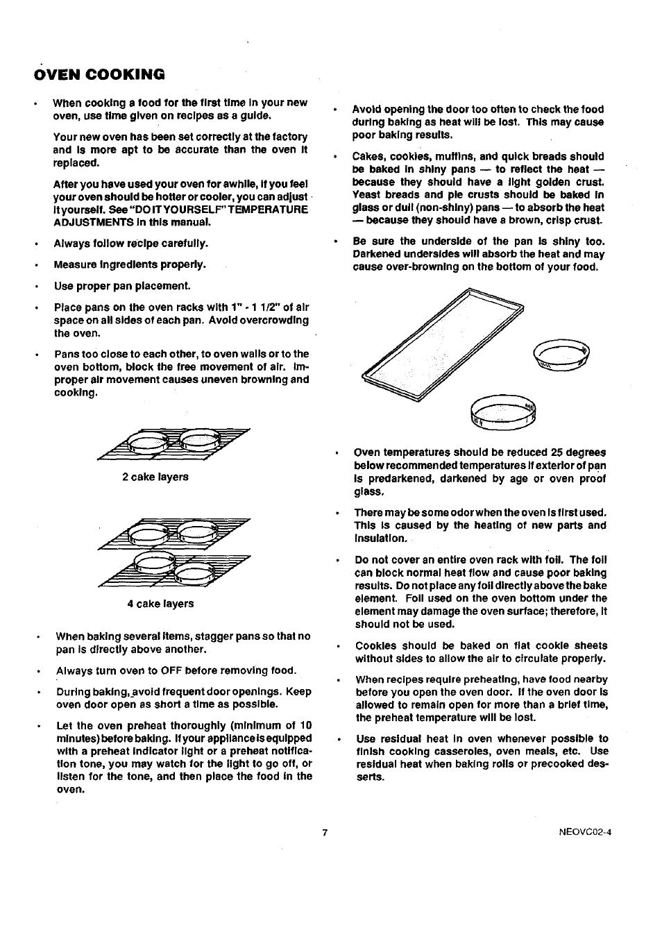 Oven cooking | Sears 45320 User Manual | Page 8 / 16