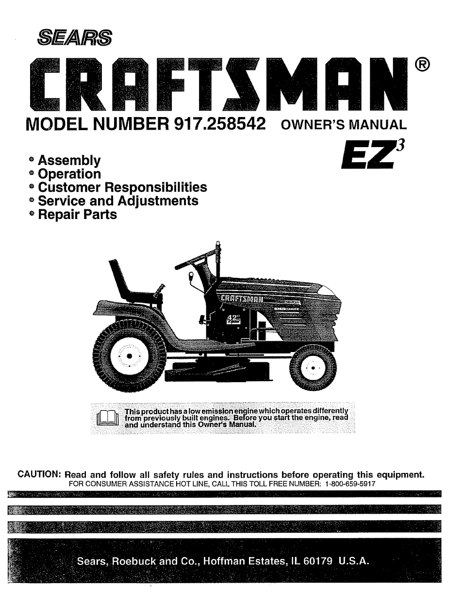 Sears EZ3 917.258542 User Manual | 56 pages