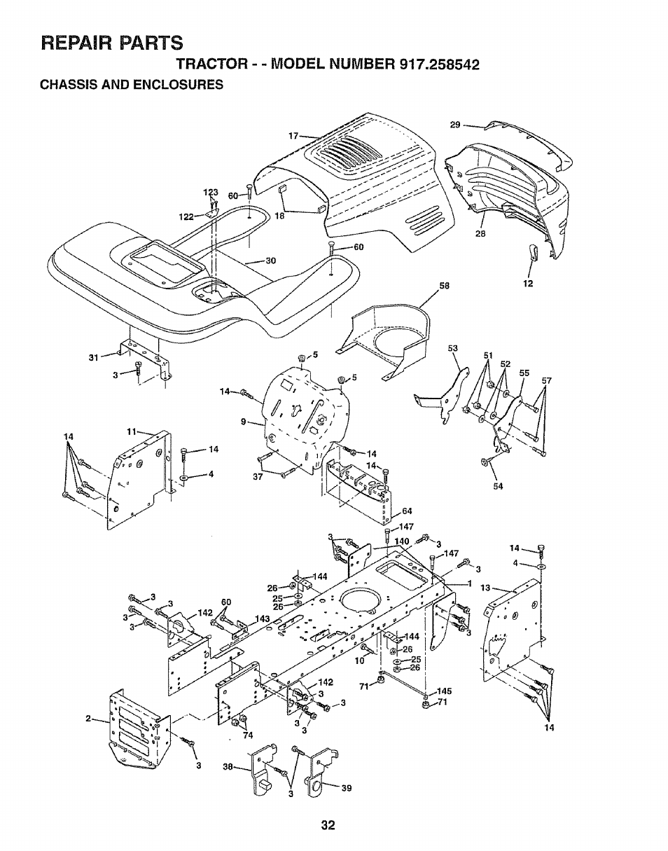 Repair parts | Sears EZ3 917.258542 User Manual | Page 32 / 56