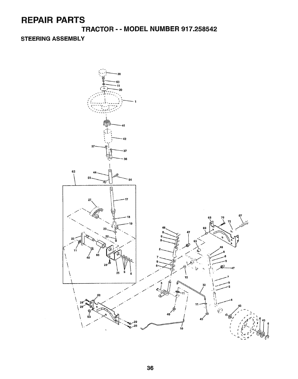 Repair parts | Sears EZ3 917.258542 User Manual | Page 36 / 56