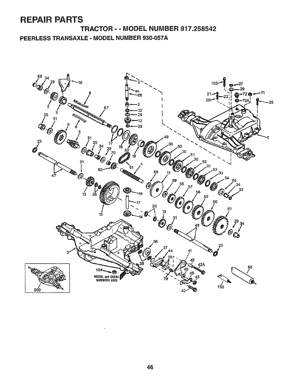 Repair parts | Sears EZ3 917.258542 User Manual | Page 46 / 56