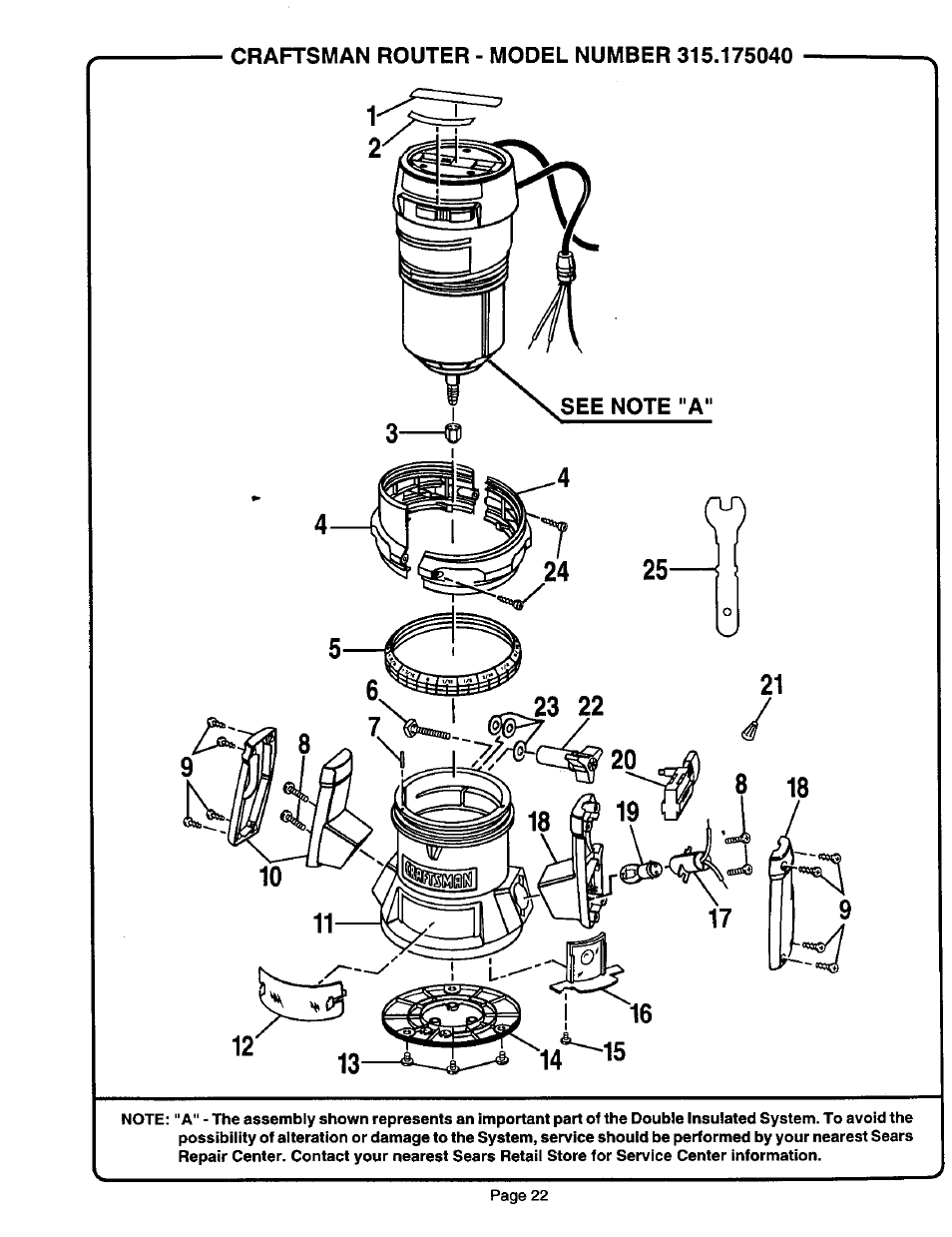 Sears 315.17506 User Manual | Page 22 / 28