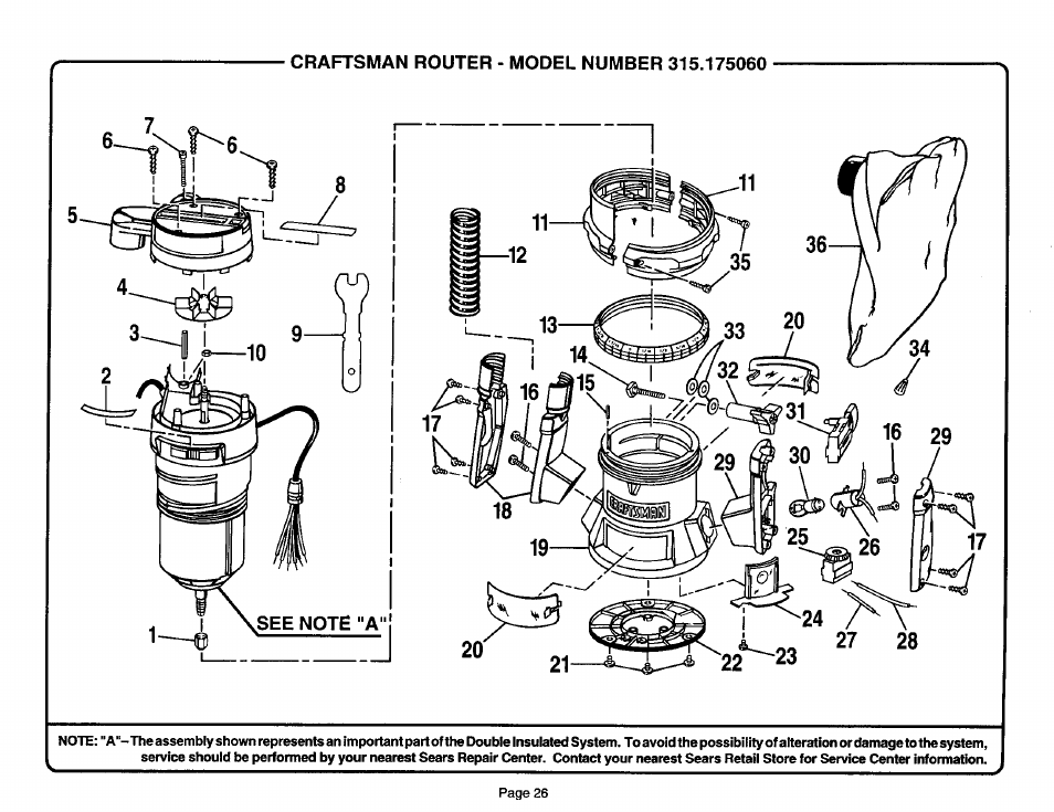 Xsee note "a | Sears 315.17506 User Manual | Page 26 / 28