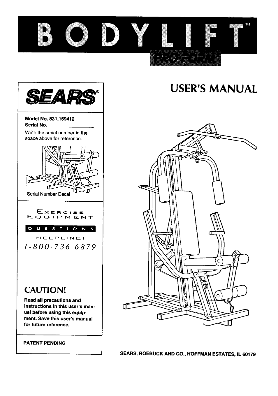 Sears BODYLEFT 831.159412 User Manual | 18 pages