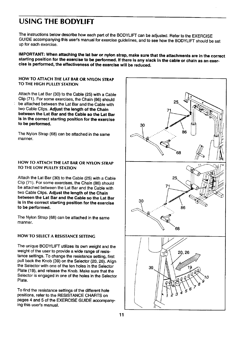 Using the bodylift | Sears BODYLEFT 831.159412 User Manual | Page 11 / 18