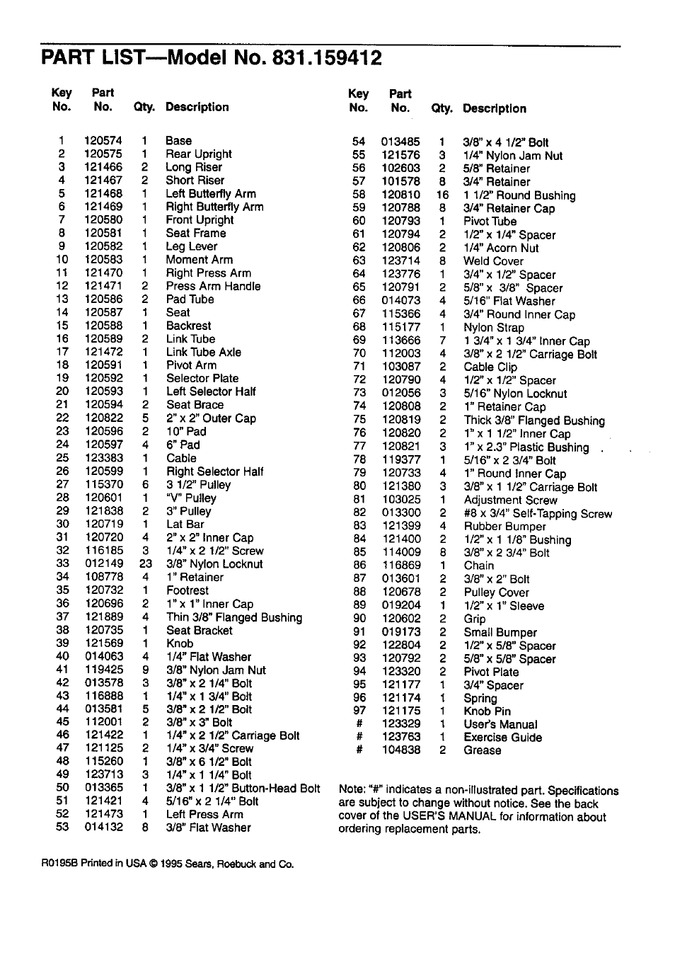 Sears BODYLEFT 831.159412 User Manual | Page 17 / 18
