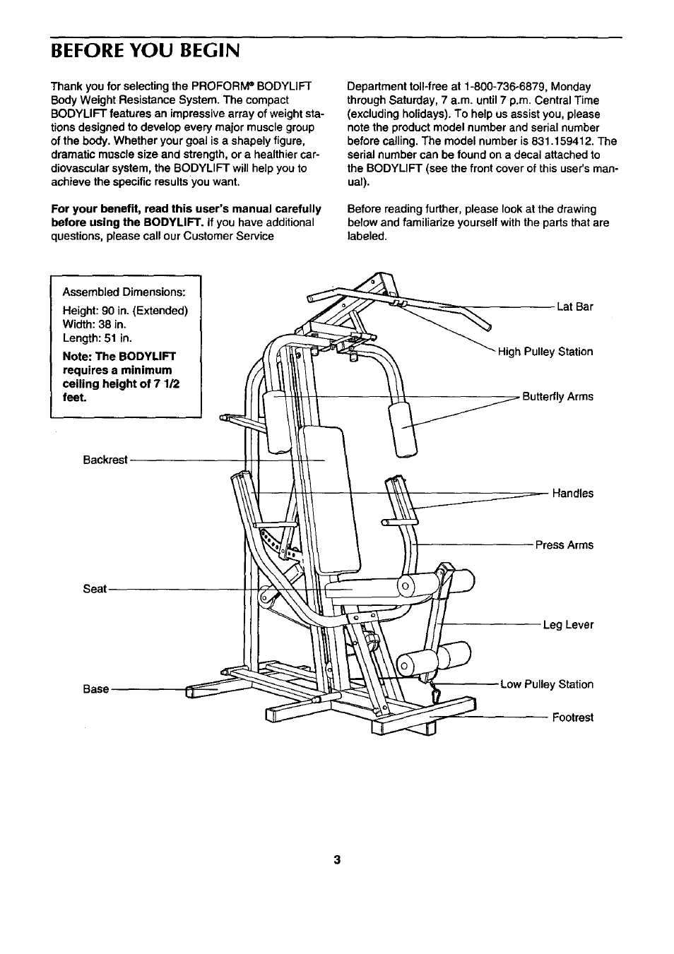 Before you begin | Sears BODYLEFT 831.159412 User Manual | Page 3 / 18