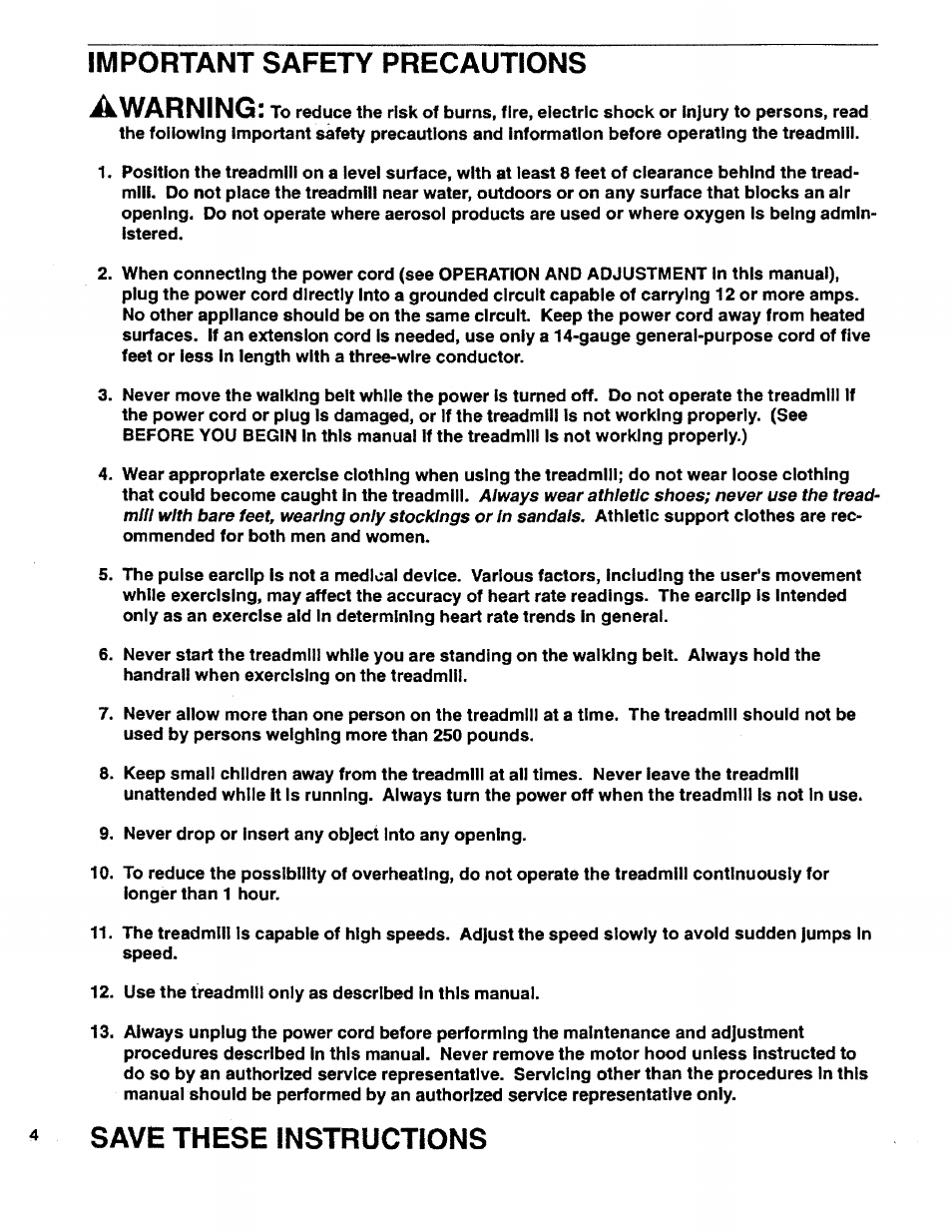 Important safety precautions, Save these instructions, Important safety precautions awarning | Sears 831.29725 User Manual | Page 4 / 16