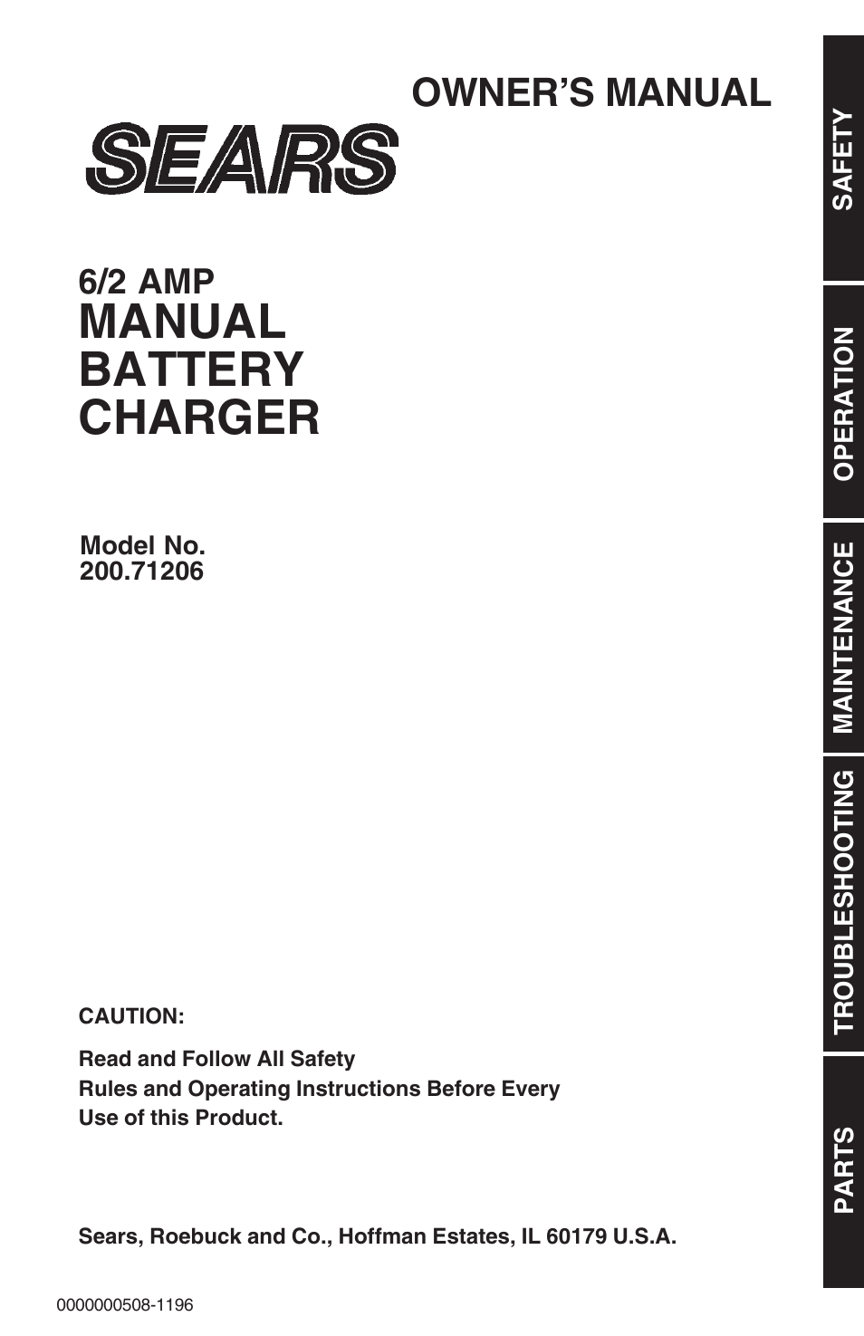 Sears 200.71206 User Manual | 16 pages