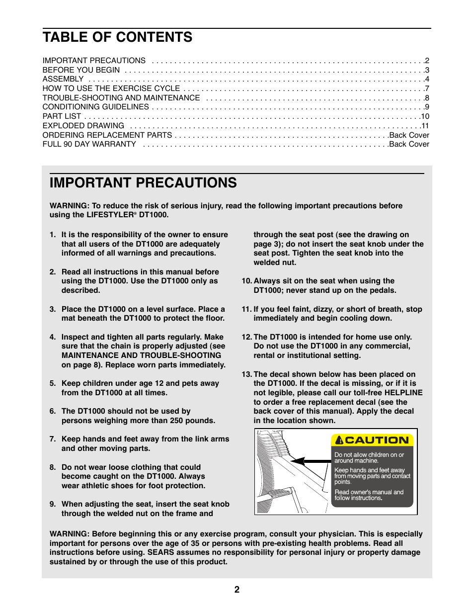Sears 831.288263 User Manual | Page 2 / 12