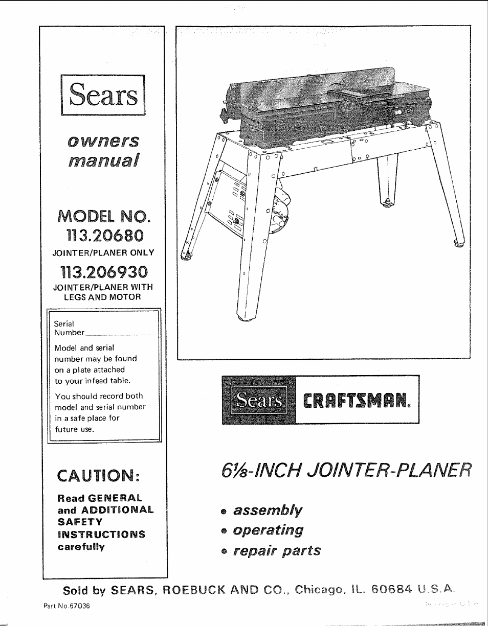 Sears 113.206930 User Manual | 32 pages