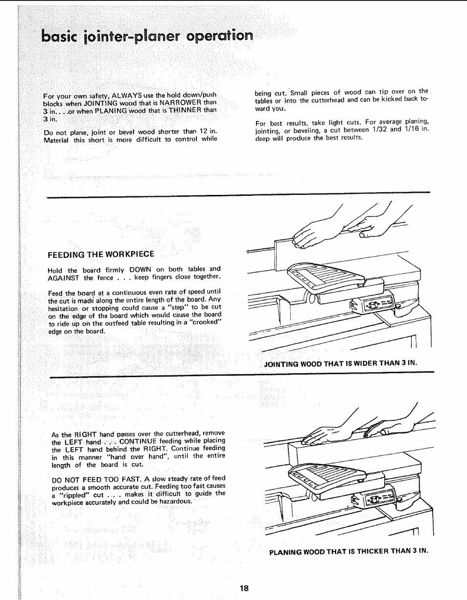 Feeding the workpiece | Sears 113.206930 User Manual | Page 18 / 32
