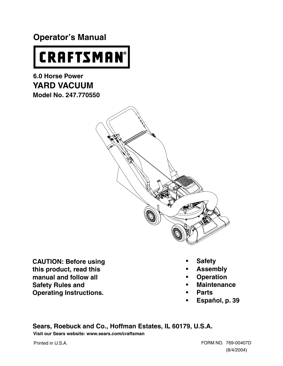 Sears Craftsman 247.77055 User Manual | 56 pages