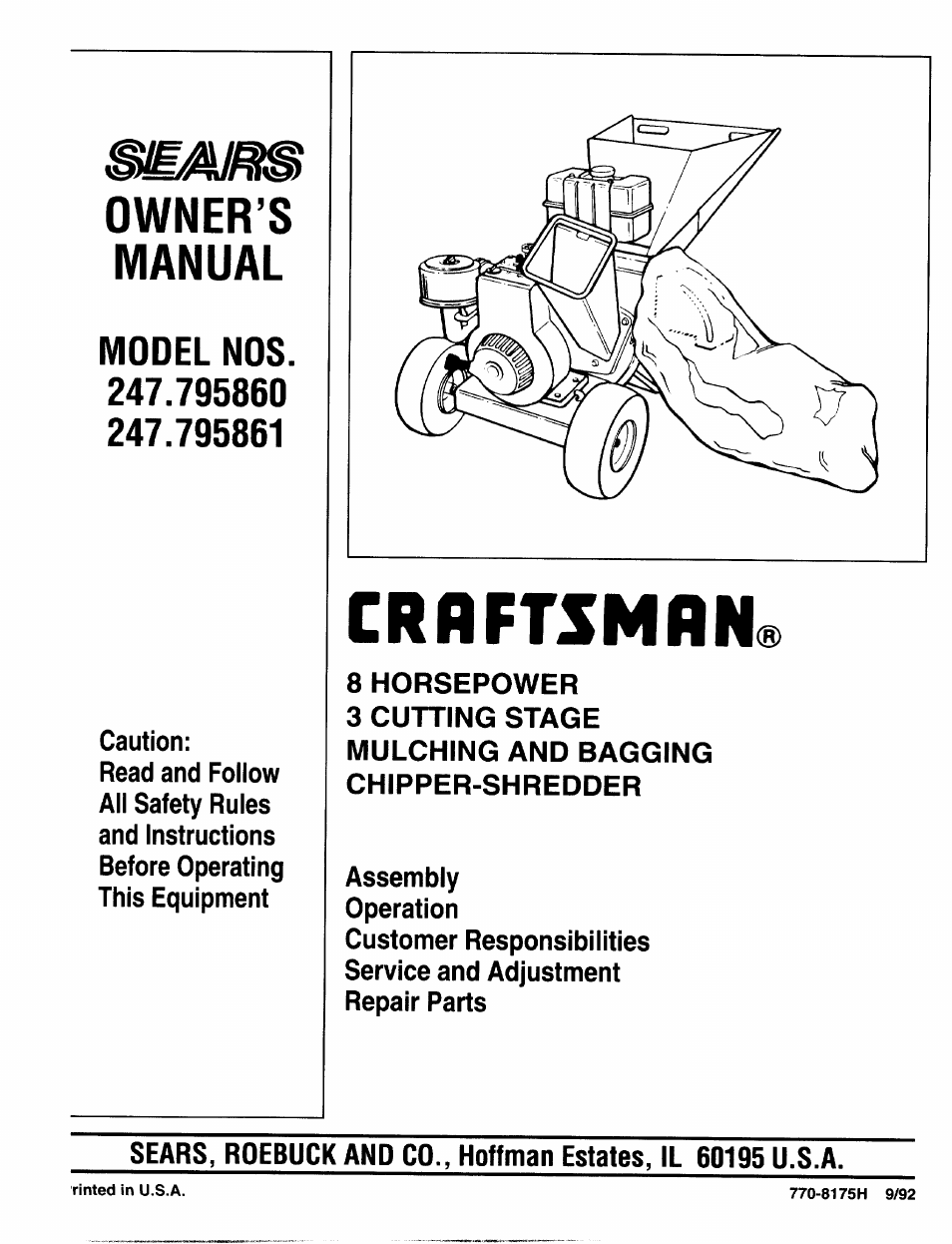 Sears 247.795860 User Manual | 24 pages