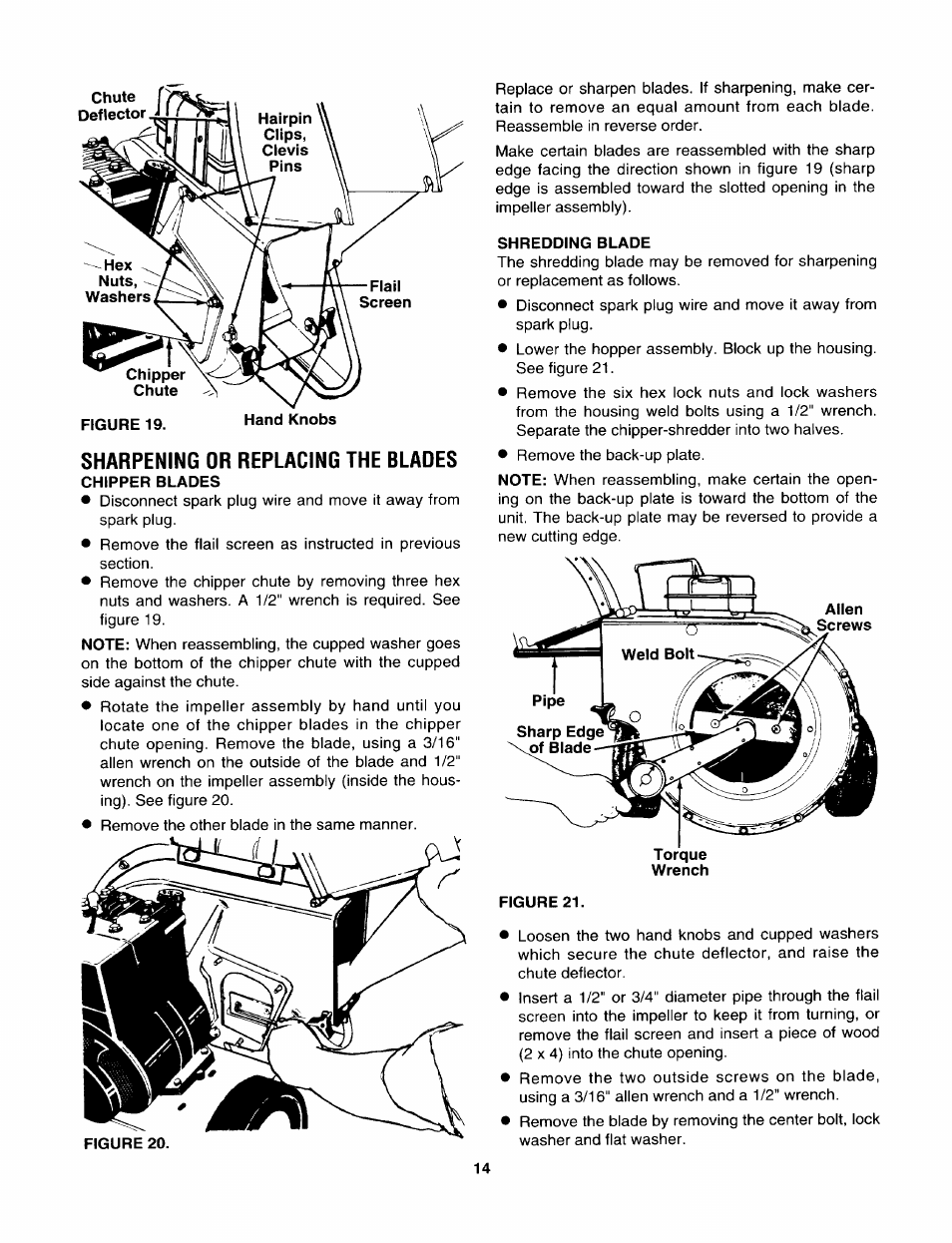 Sharpening or replacing the blades | Sears 247.795860 User Manual | Page 14 / 24