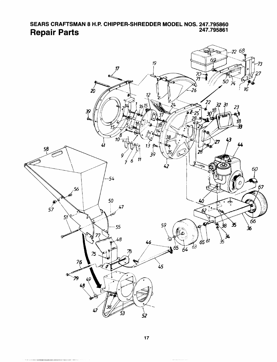 Repair parts | Sears 247.795860 User Manual | Page 17 / 24