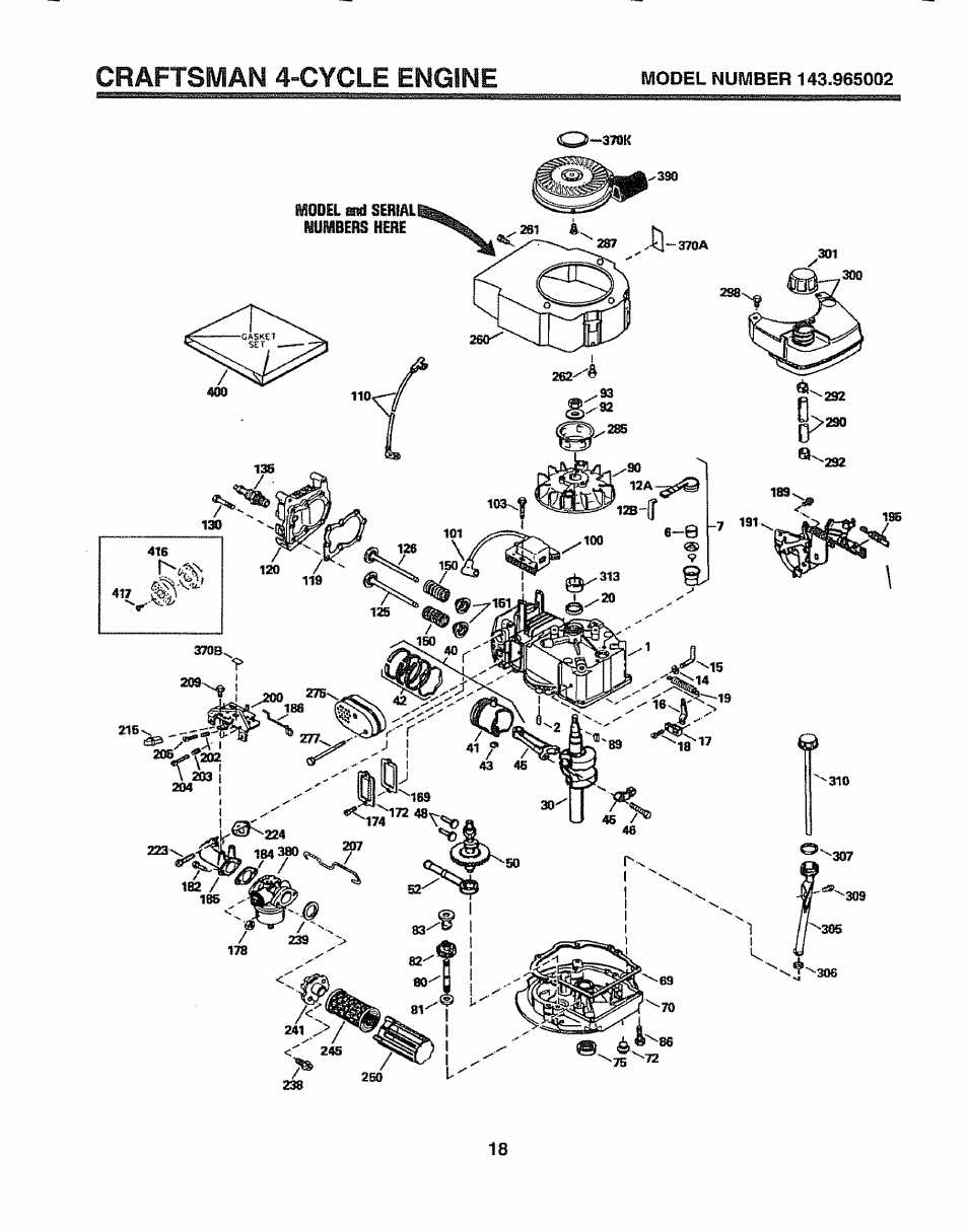 Craftsman 4-cycle engine | Sears 917.38614 User Manual | Page 18 / 19