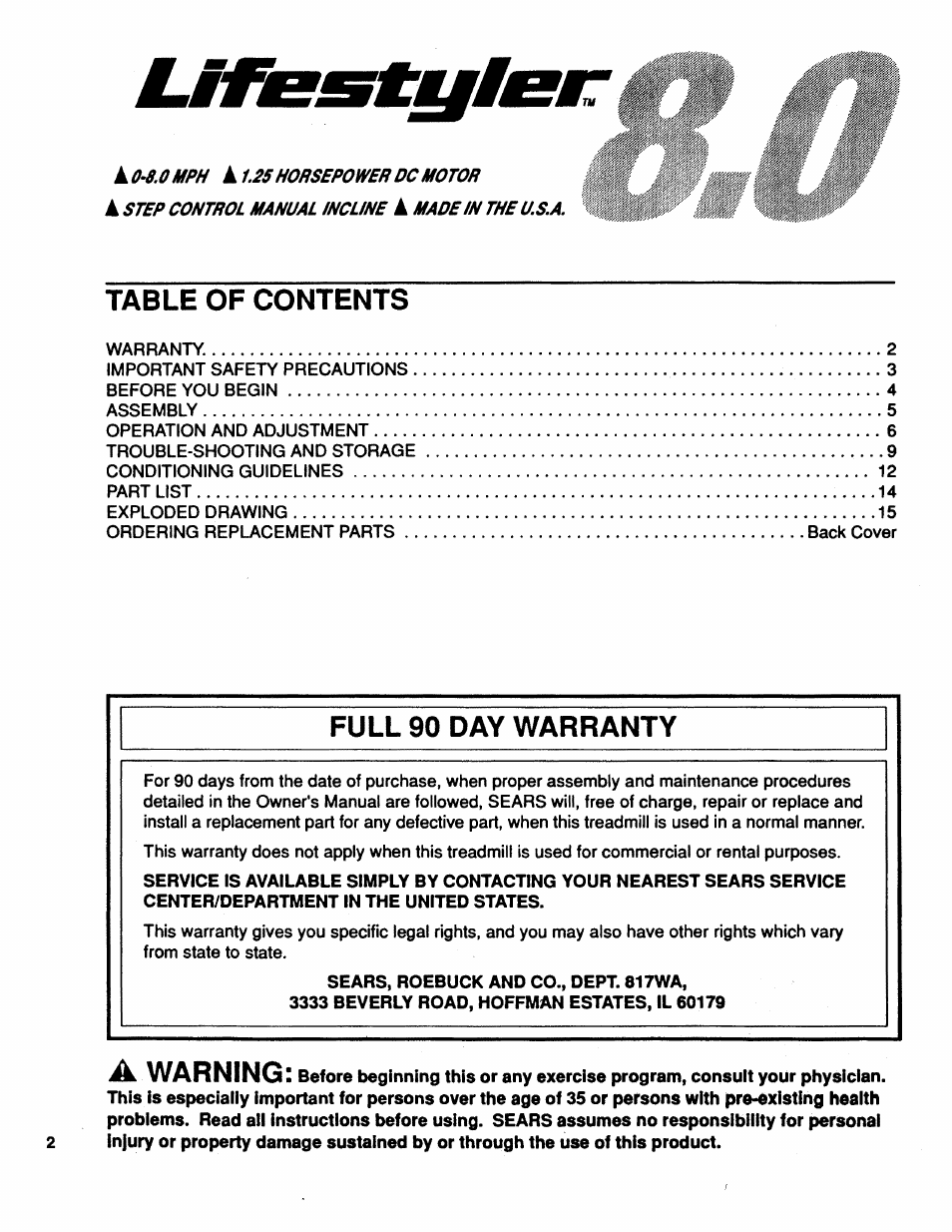 Sears 831.2974 User Manual | Page 2 / 16