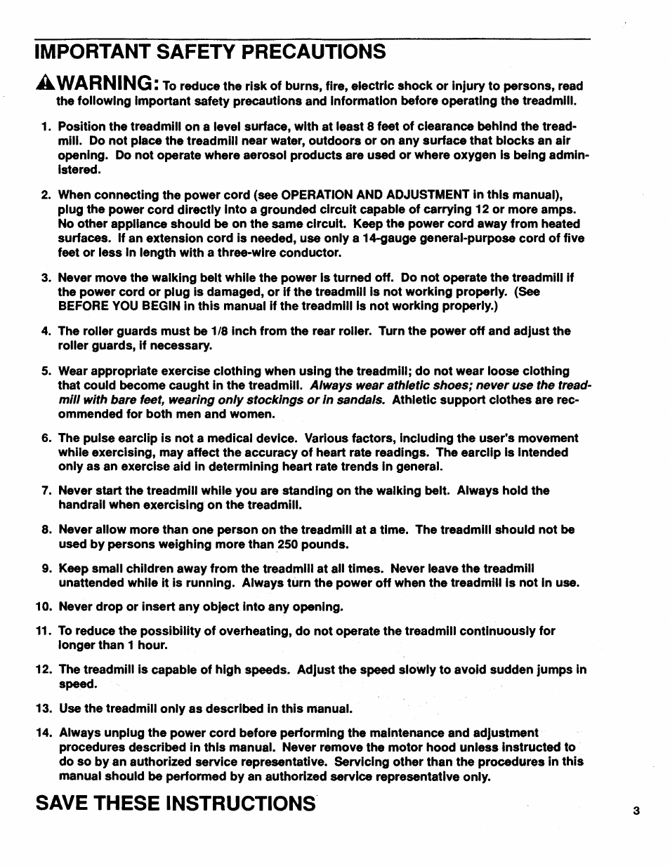 Important safety precautions, Save these instructions, Important safety precautions awarning | Sears 831.2974 User Manual | Page 3 / 16