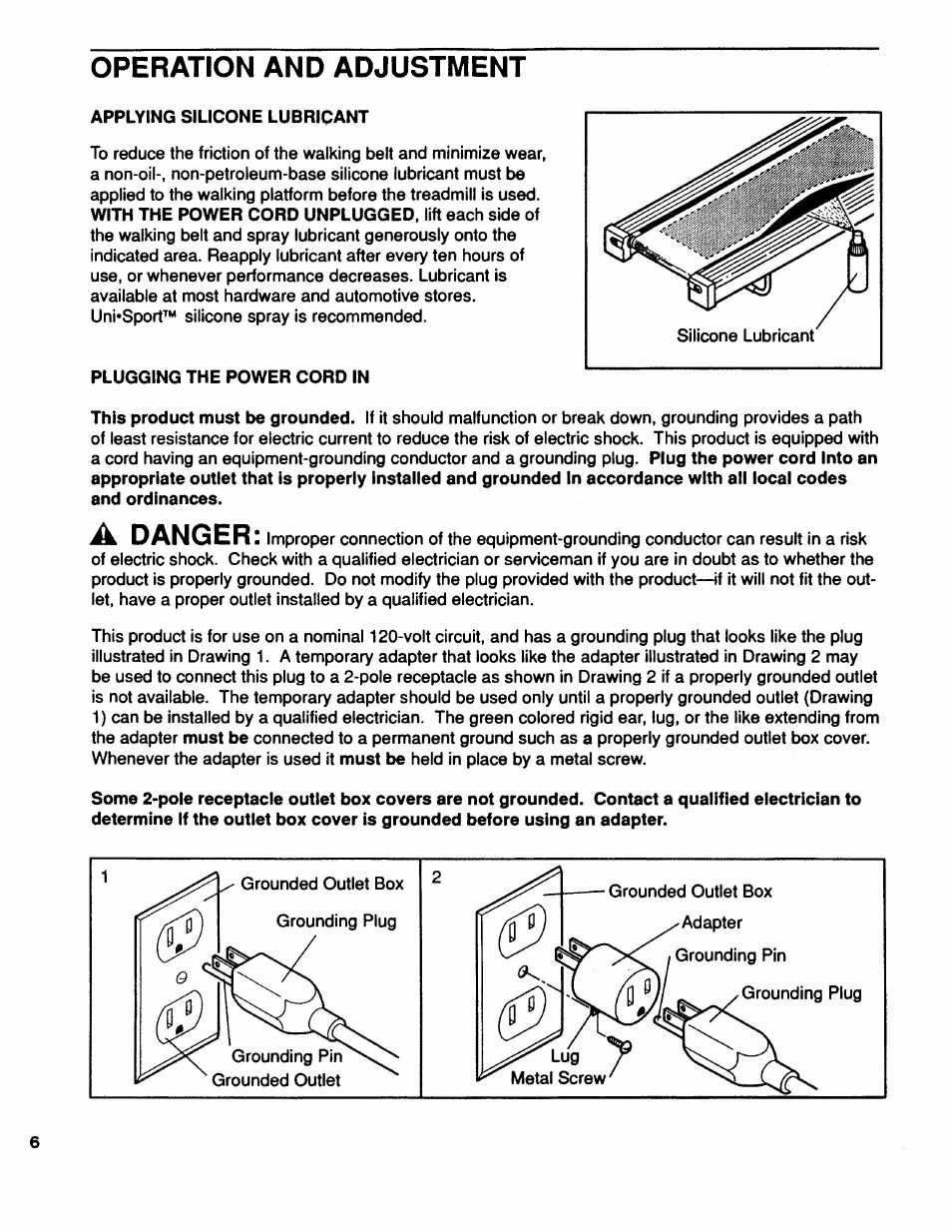 Operation and adjustment, A danger | Sears 831.2974 User Manual | Page 6 / 16