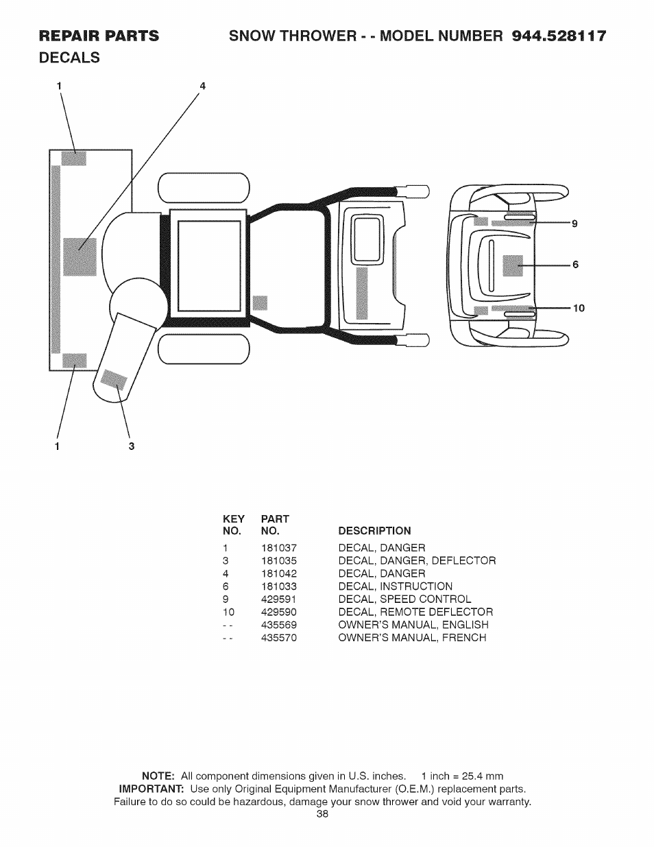 Sears 944.528117 User Manual | Page 38 / 44