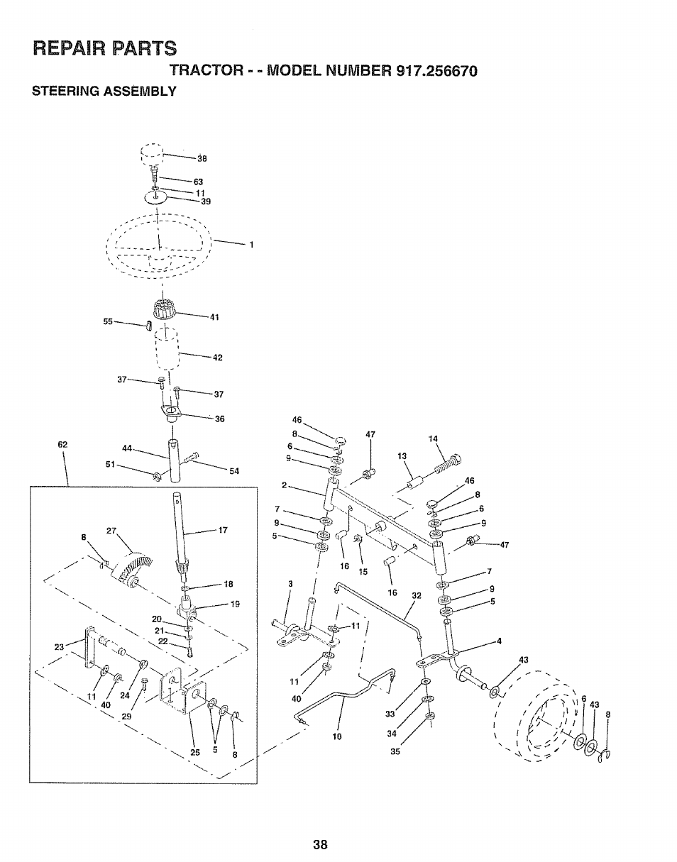 Repair, Parts | Sears 917.25667 User Manual | Page 38 / 56