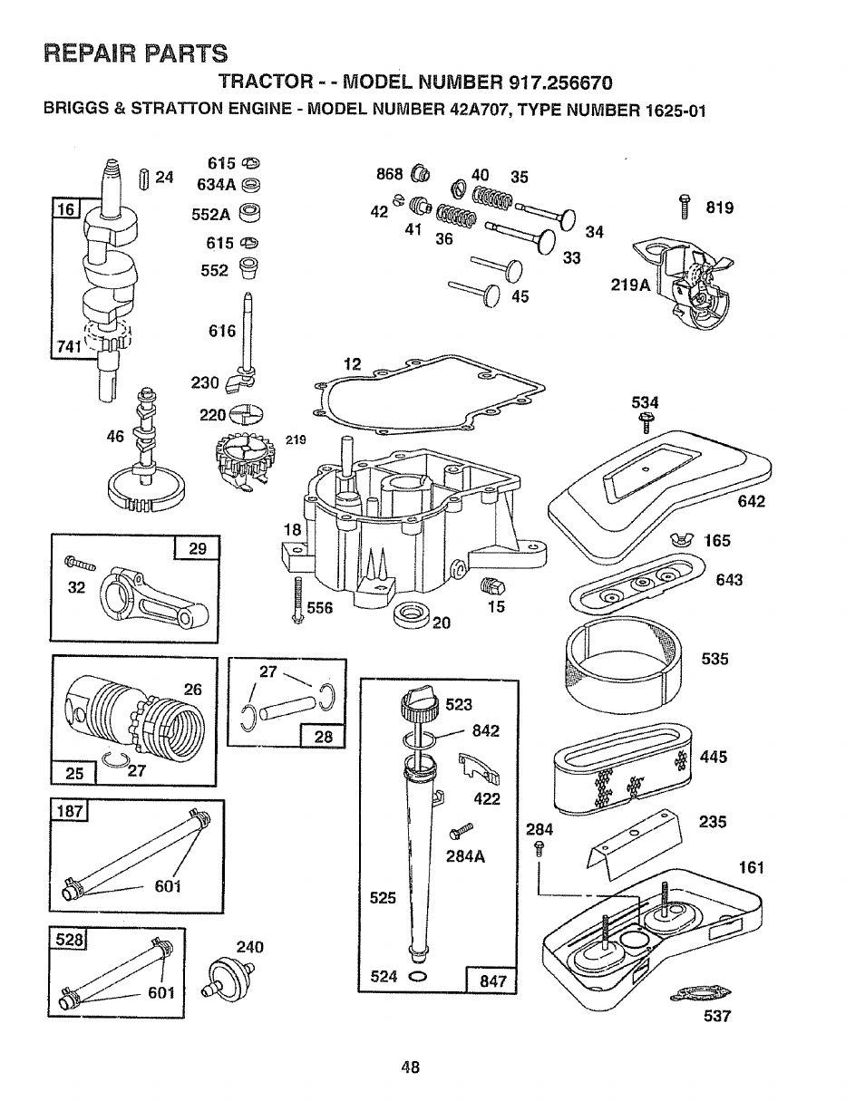 Repair parts | Sears 917.25667 User Manual | Page 48 / 56