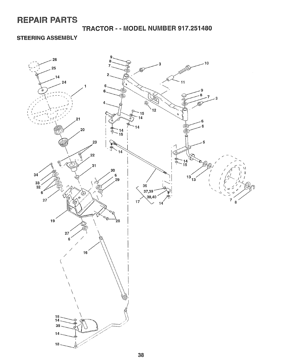 Repair parts | Sears 917.25148 User Manual | Page 38 / 64