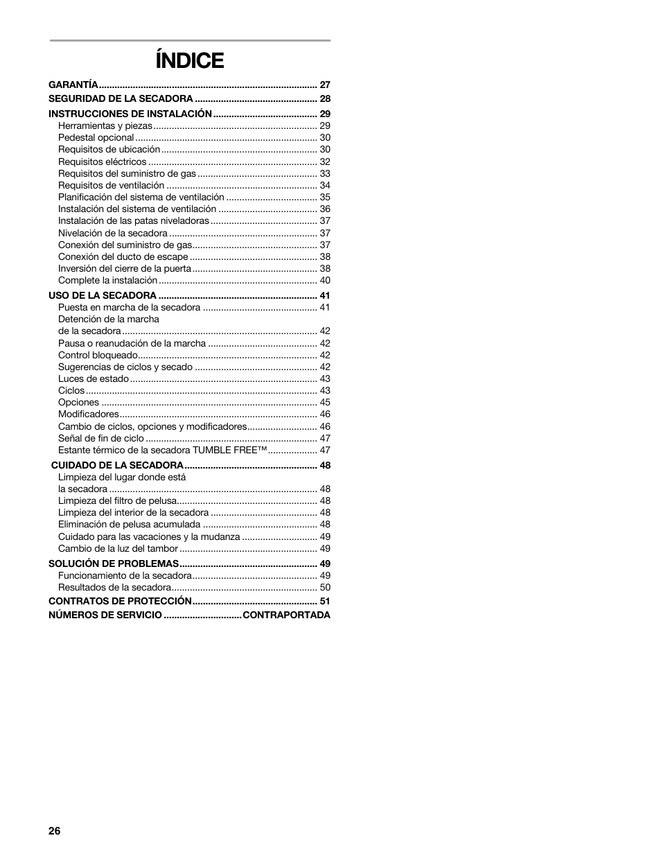 Índice | Sears 9709 User Manual | Page 26 / 52