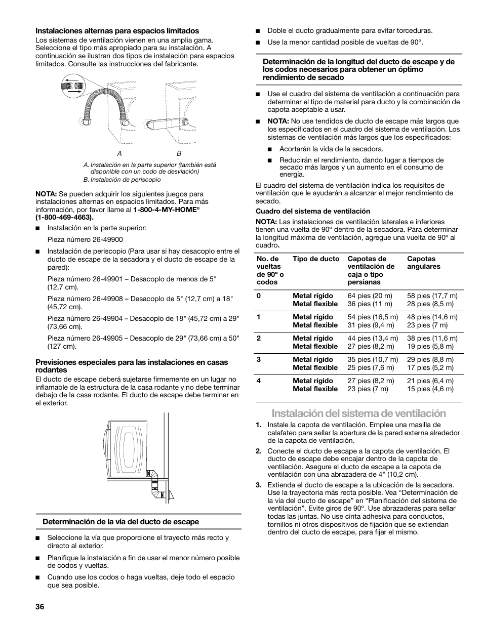 Instalación del sistema de ventilación | Sears 9709 User Manual | Page 36 / 52