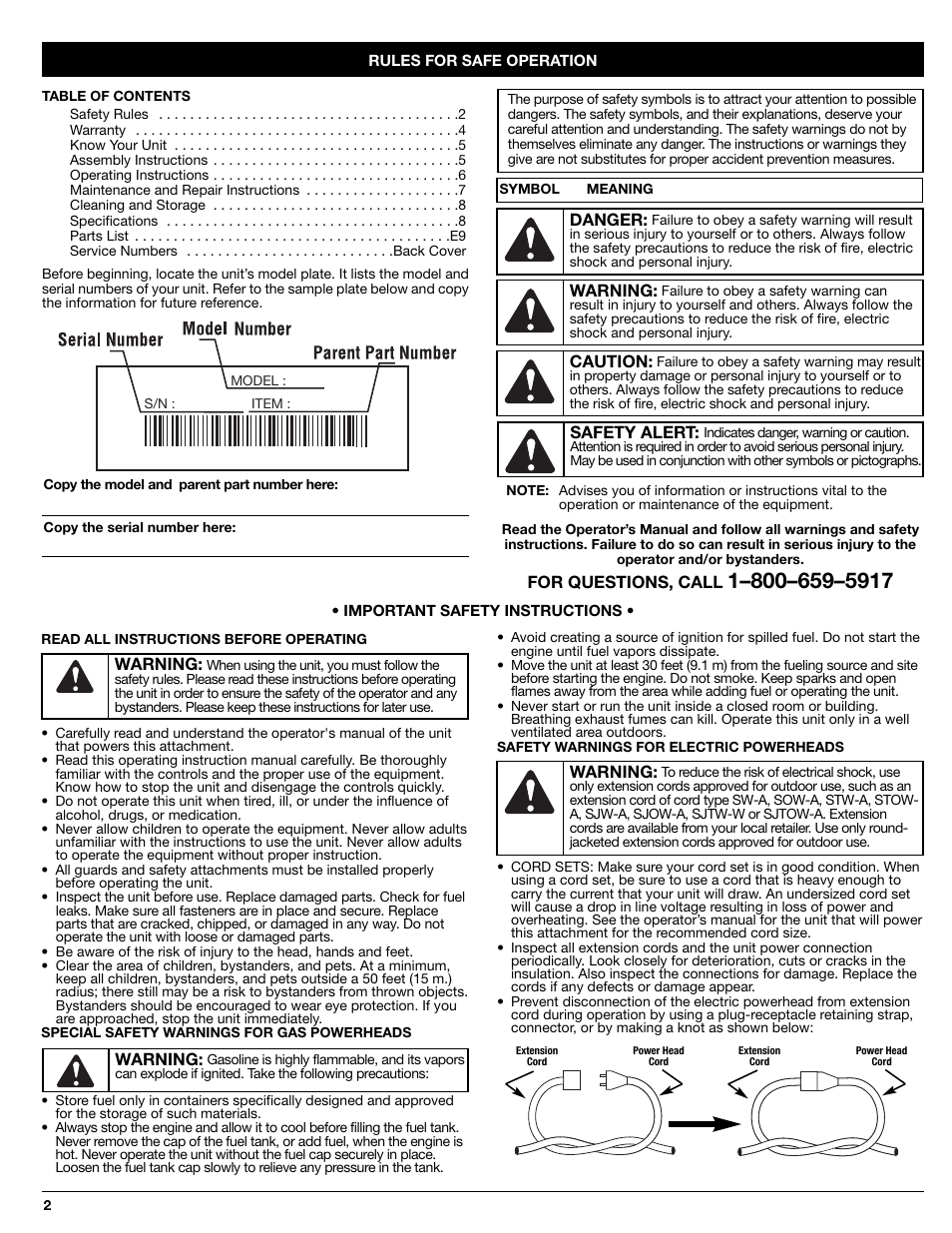 Sears 316.79248 User Manual | Page 2 / 20