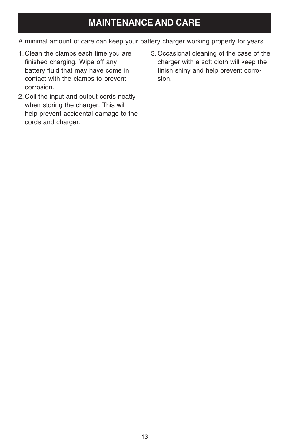 Maintenance and care | Sears 200.71224 User Manual | Page 13 / 16