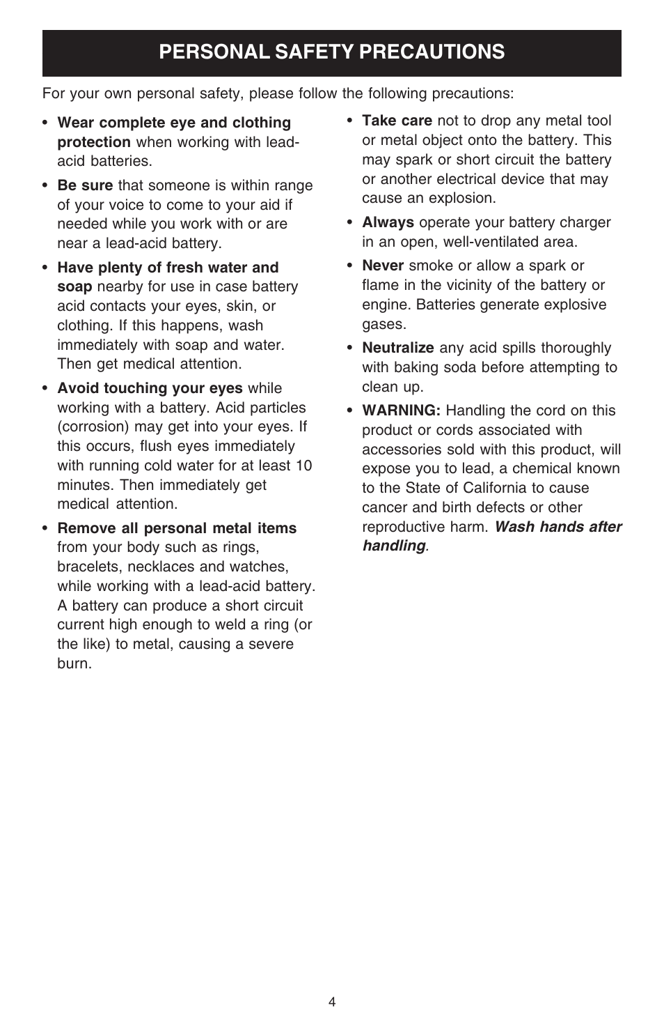 Personal safety precautions | Sears 200.71224 User Manual | Page 4 / 16