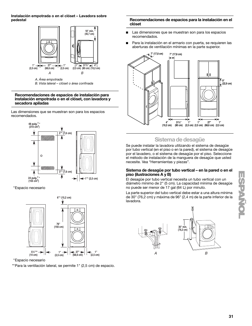 Sistema de desagüe | Sears 110.4778* User Manual | Page 31 / 80