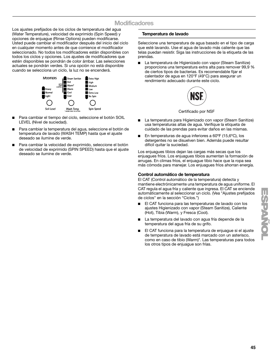 Modificadores | Sears 110.4778* User Manual | Page 45 / 80