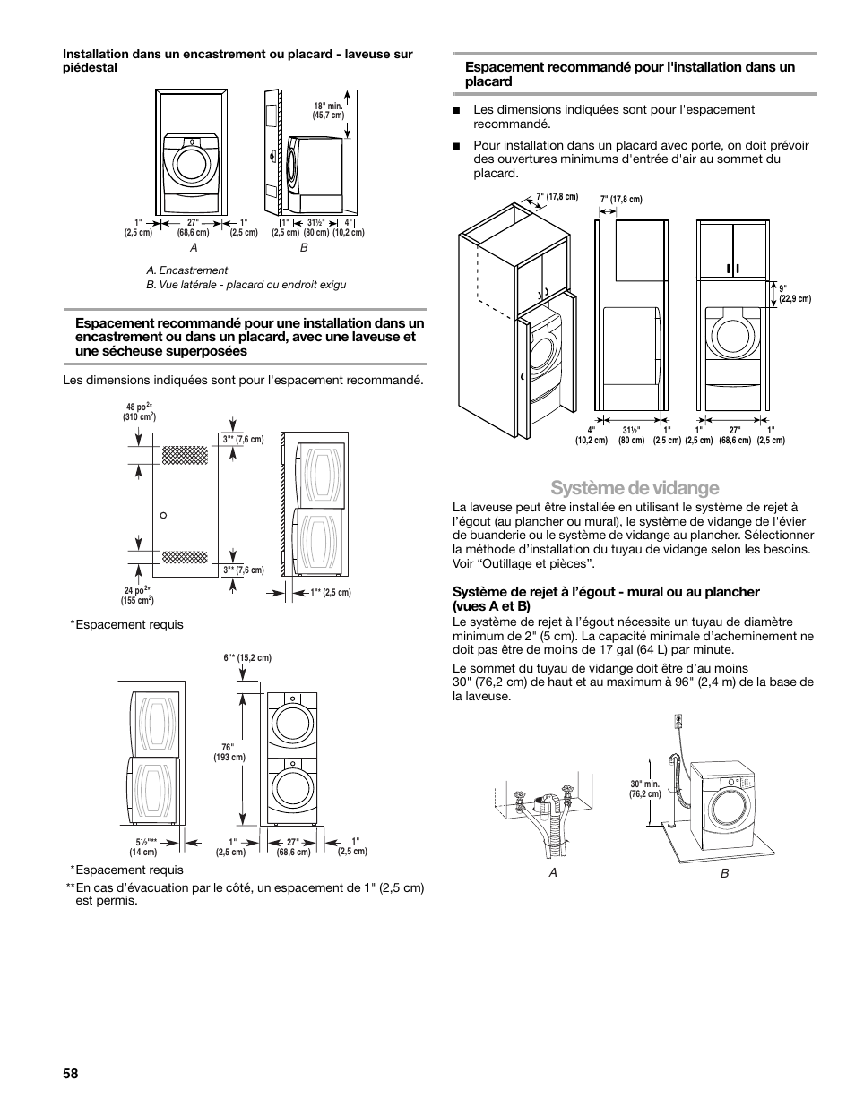 Système de vidange | Sears 110.4778* User Manual | Page 58 / 80