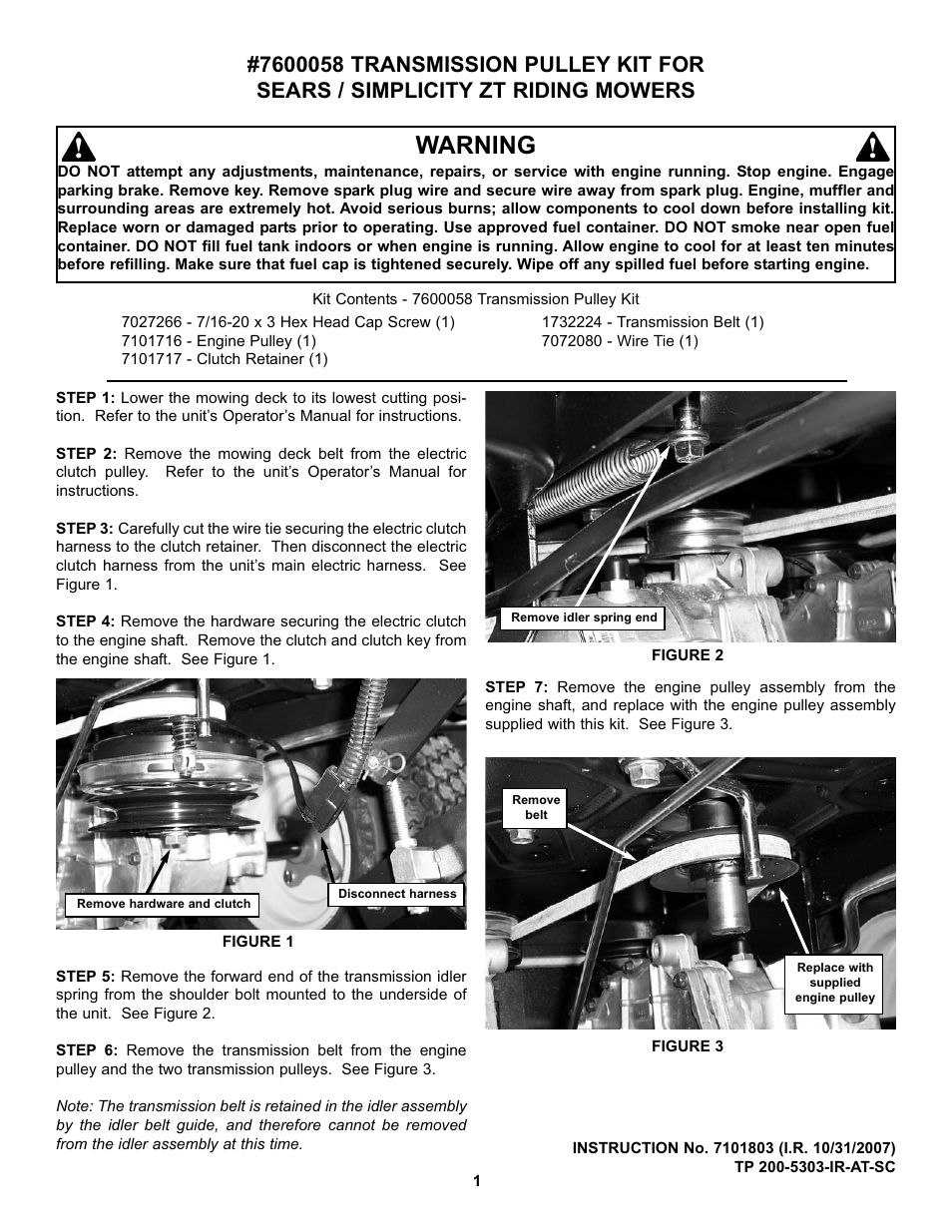 Sears 7600058 User Manual | 2 pages