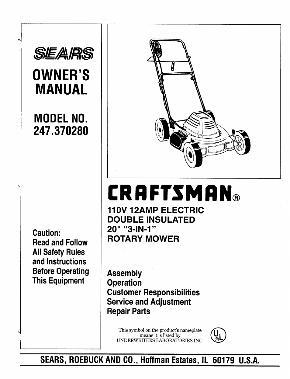 Sears 247.37028 User Manual | 16 pages