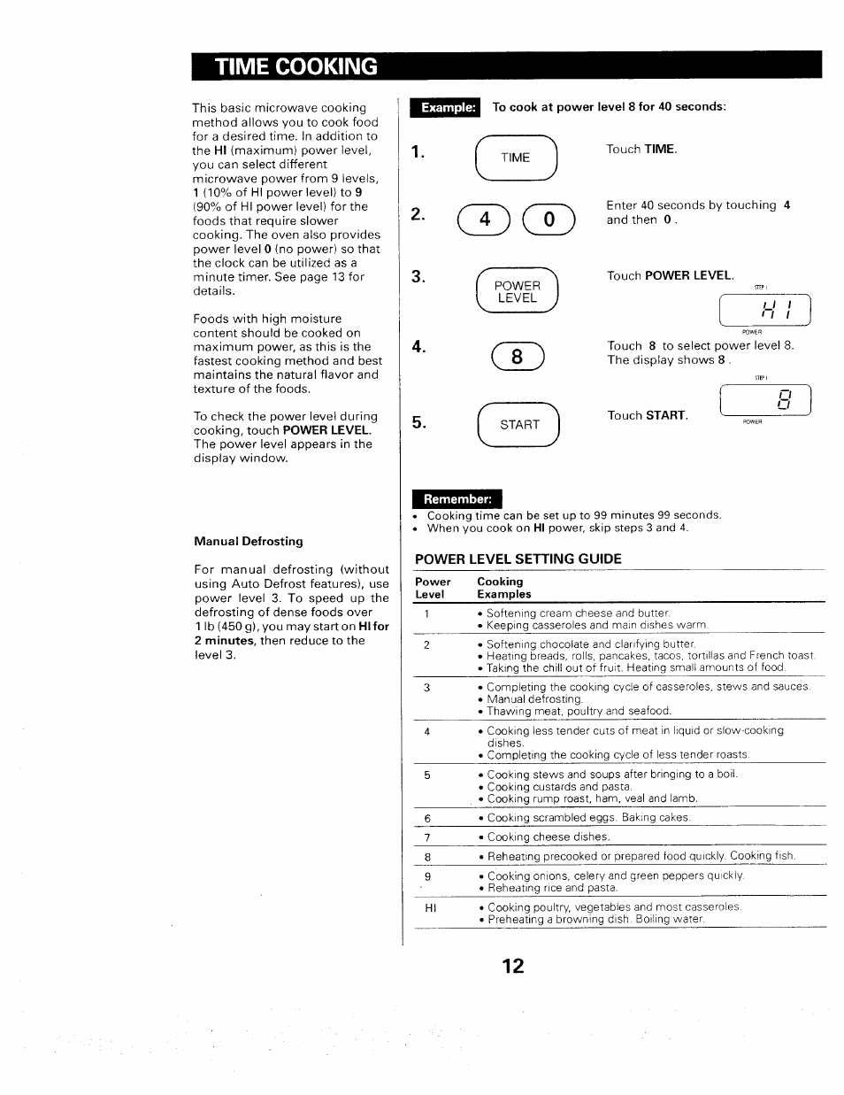 Time cooking | Sears 565. 66480 User Manual | Page 14 / 44