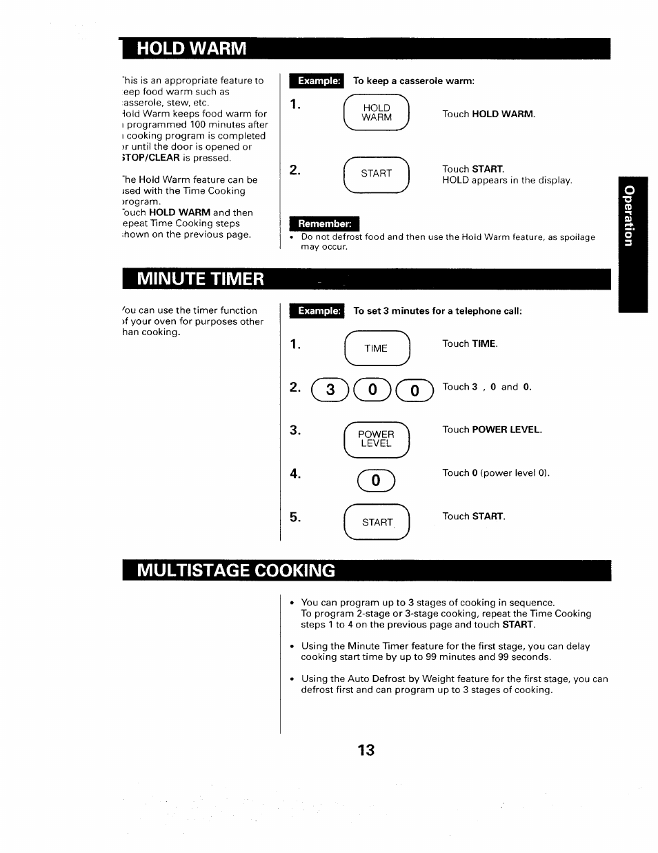 Hold warm, Minute timer, Multistage cooking | Hold warm minute timer, Cdcdcd | Sears 565. 66480 User Manual | Page 15 / 44