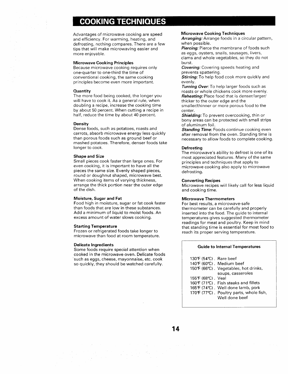 Cooking techniques | Sears 565. 66480 User Manual | Page 16 / 44